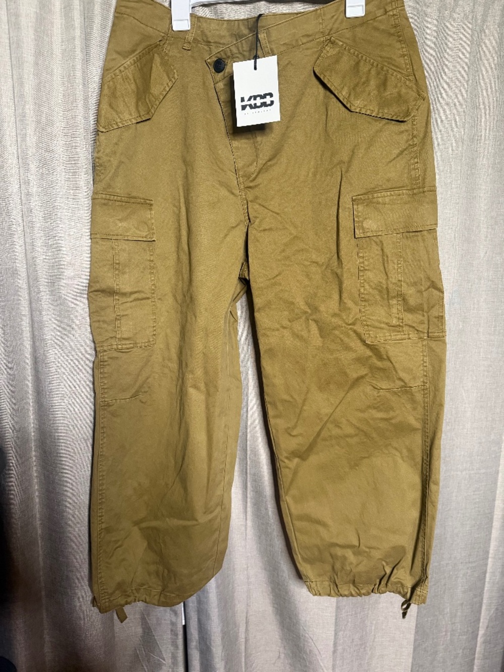 KBB by Kahlana Khaki Cargo Pants Women’s Size L Utility Parachute Jogger NWT